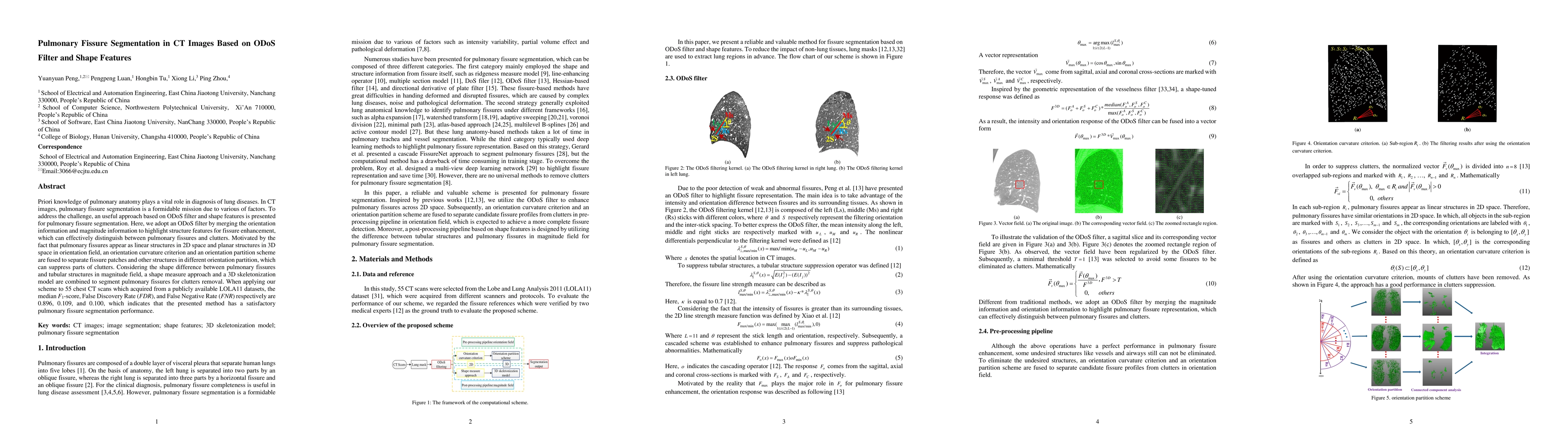 Thumbnail for Pulmonary Fissure Segmentation in CT Images Based on ODoS Filter and
  Shape Features