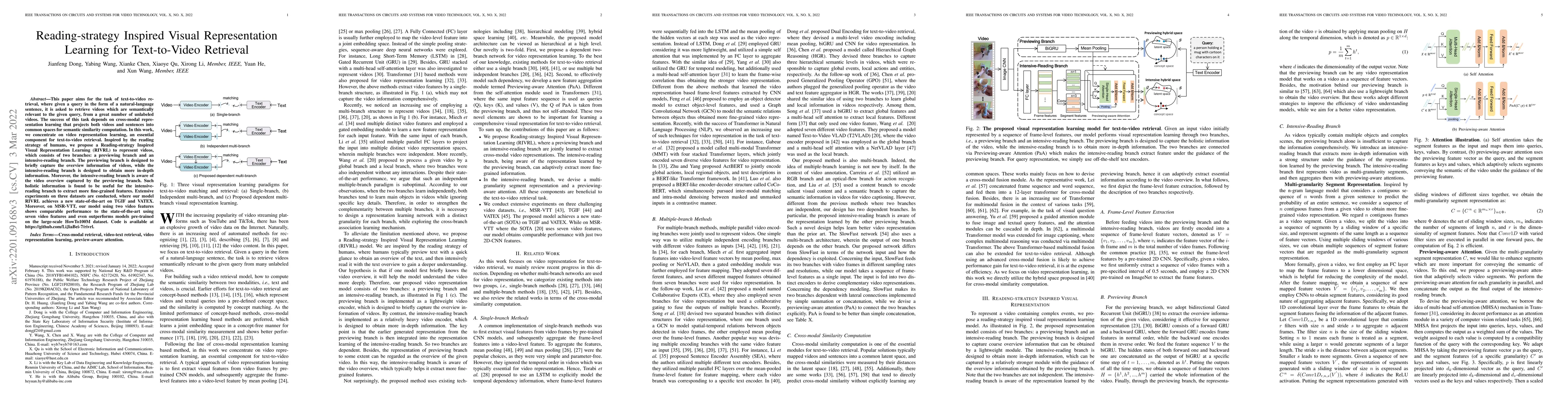 Thumbnail for Reading-strategy Inspired Visual Representation Learning for
  Text-to-Video Retrieval