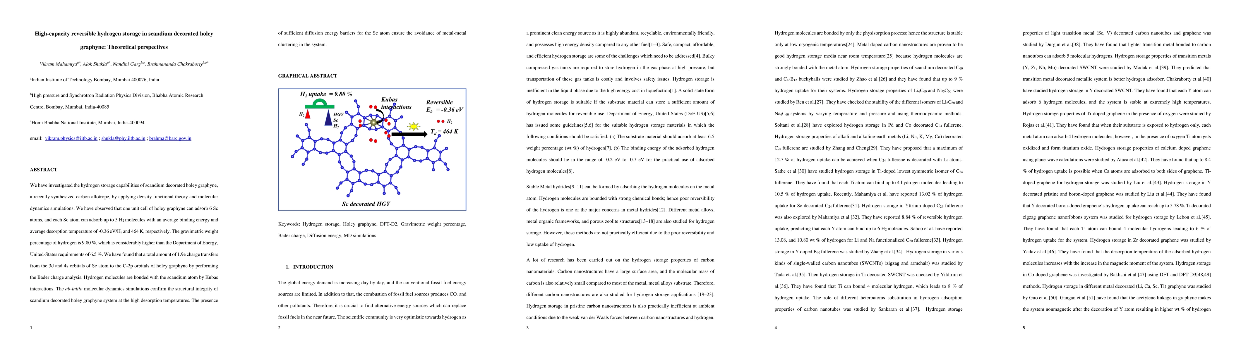 Thumbnail for High-capacity reversible hydrogen storage in scandium decorated holey
  graphyne: Theoretical perspectives