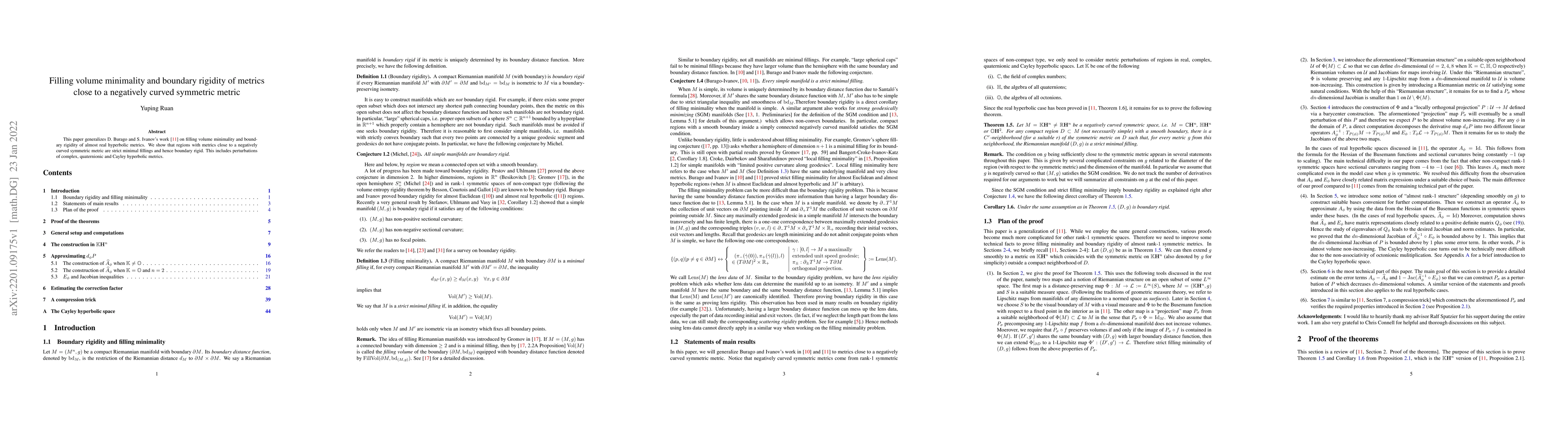 Thumbnail for Filling volume minimality and boundary rigidity of metrics close to a
  negatively curved symmetric metric