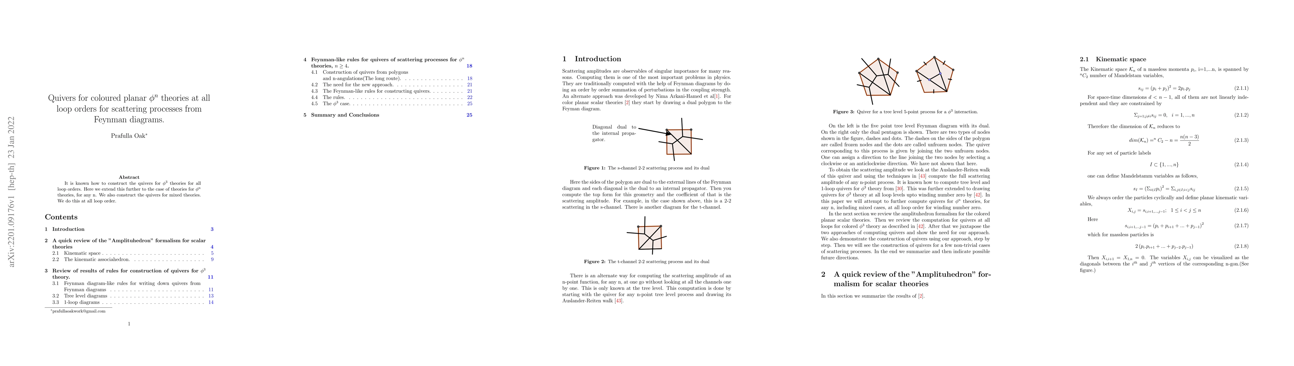 Thumbnail for Quivers for coloured planar $\phi^n$ theories at all loop orders for
  scattering processes from Feynman diagrams