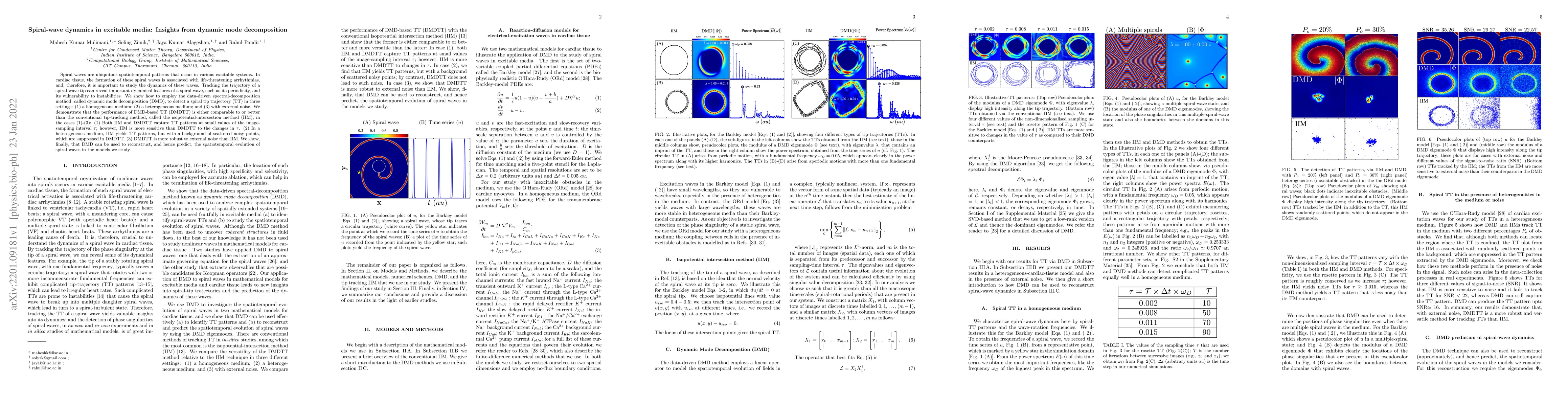 Thumbnail for Spiral-wave dynamics in excitable media: Insights from dynamic mode
  decomposition