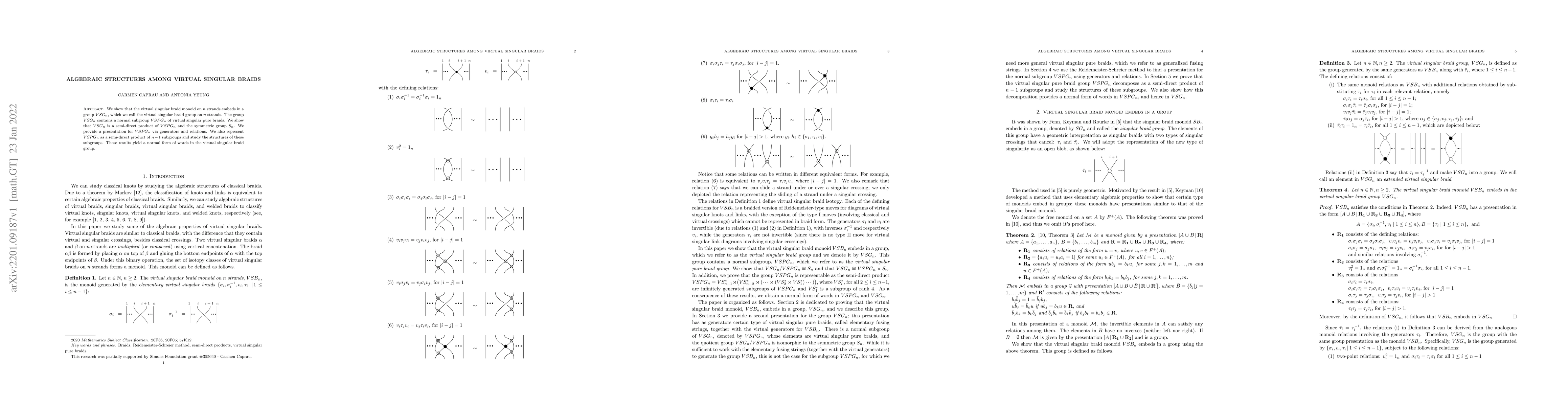 Thumbnail for Algebraic structures among virtual singular braids