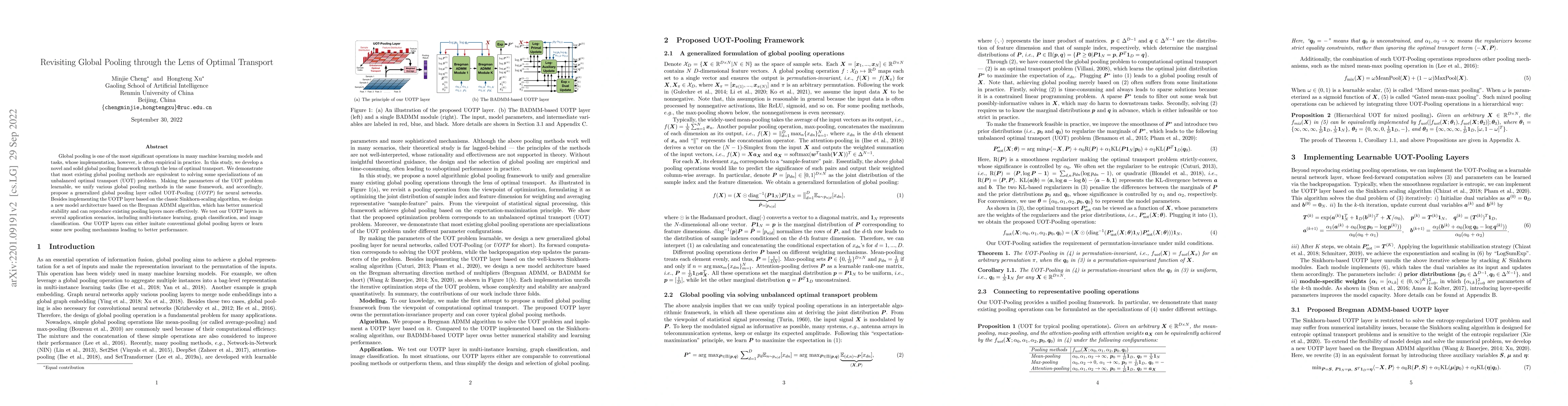 Thumbnail for Revisiting Global Pooling through the Lens of Optimal Transport