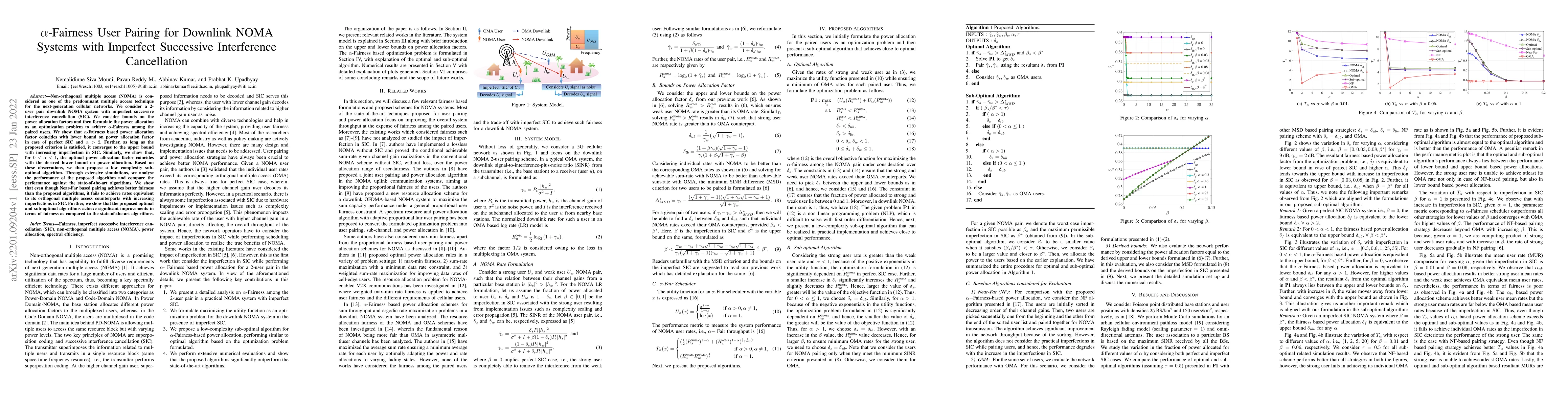 Thumbnail for $\alpha$-Fairness User Pairing for Downlink NOMA Systems with Imperfect
  Successive Interference Cancellation
