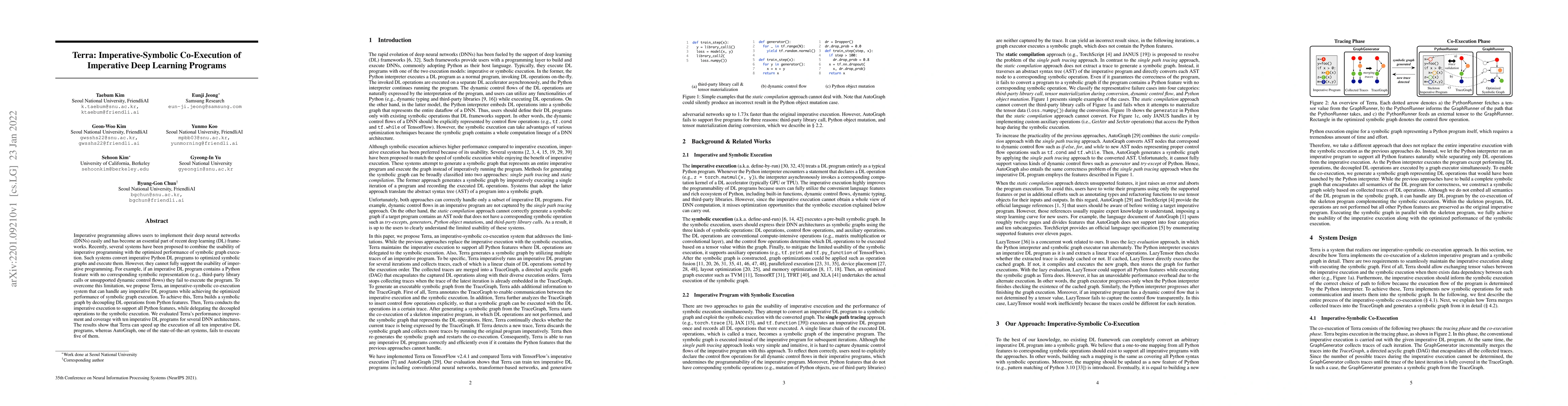 Thumbnail for Terra: Imperative-Symbolic Co-Execution of Imperative Deep Learning
  Programs