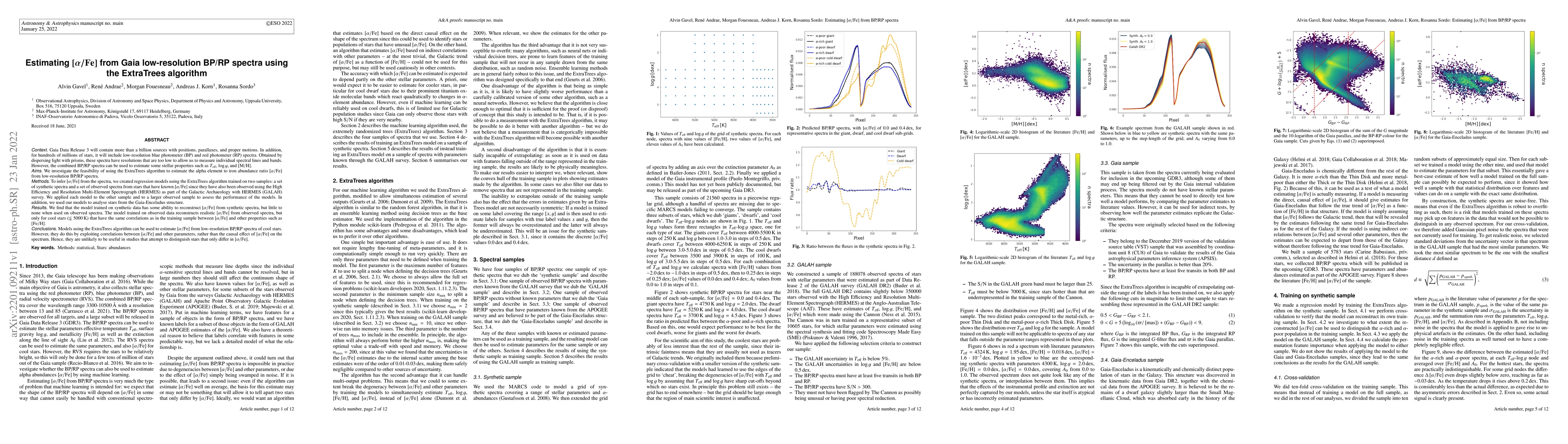 Thumbnail for Estimating $\left[ \alpha / \text{Fe} \right]$ from Gaia low-resolution
  BP/RP spectra using the ExtraTrees algorithm