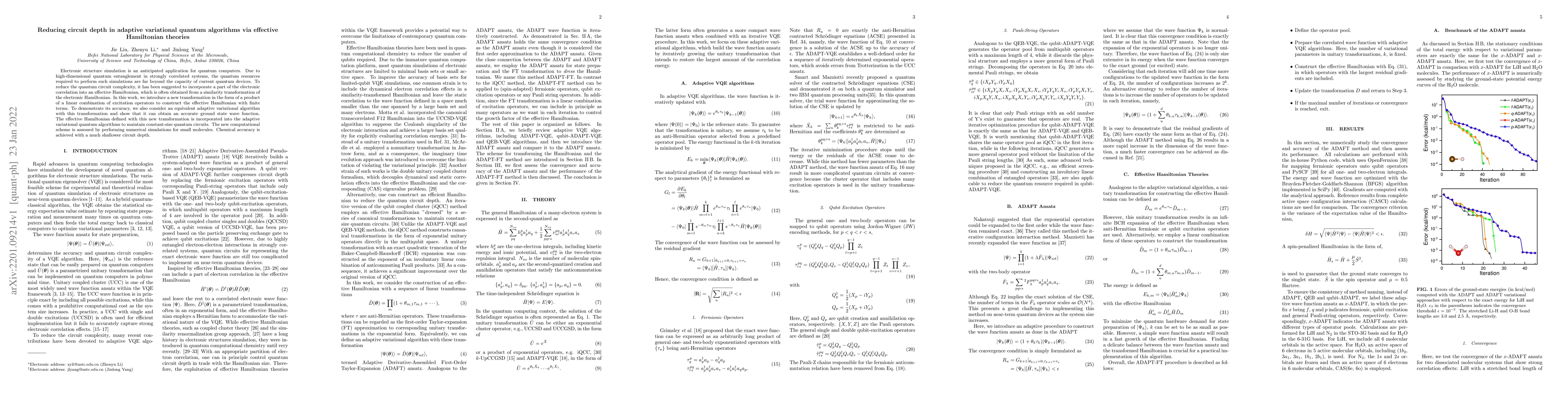 Thumbnail for Reducing circuit depth in adaptive variational quantum algorithms via
  effective Hamiltonian theories