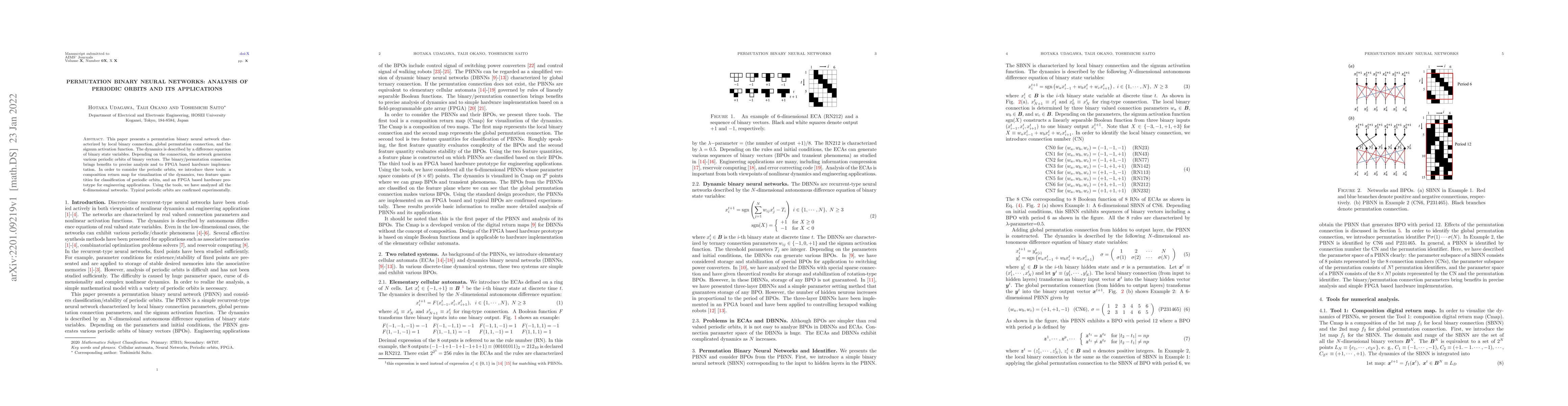 Thumbnail for Permutation Binary Neural Networks: Analysis of Periodic Orbits and Its
  Applications