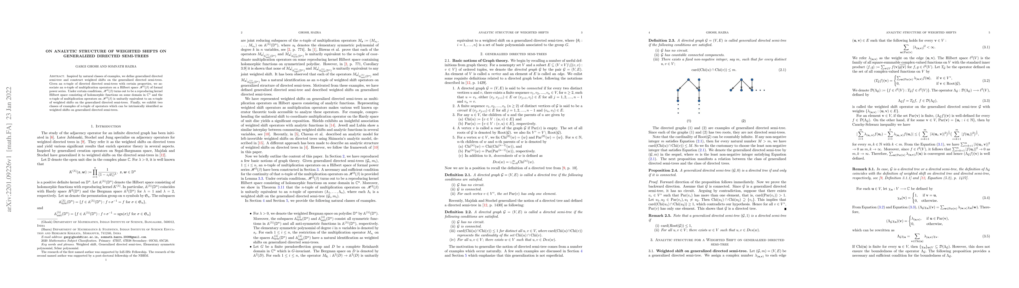 Thumbnail for On analytic structure of weighted shifts on generalized directed
  semi-trees