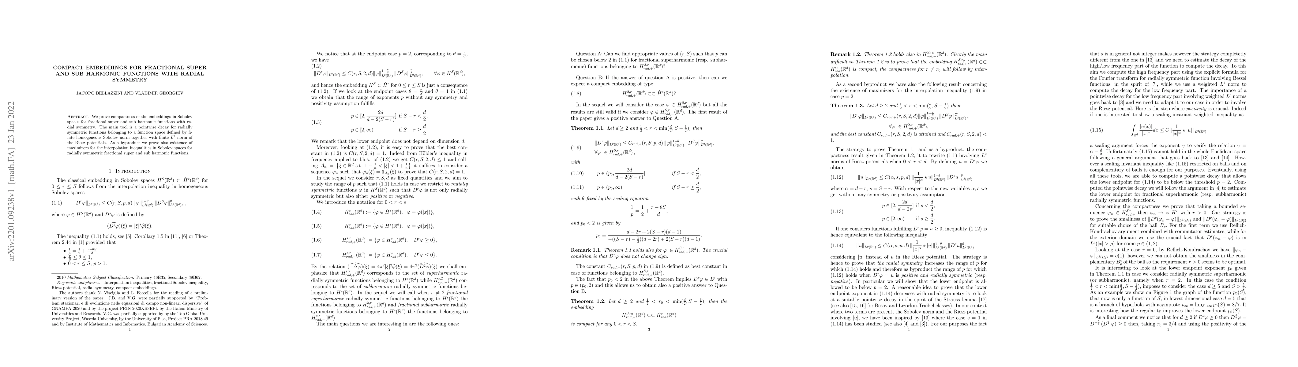 Thumbnail for Compact embeddings for fractional super and sub harmonic functions with
  radial symmetry