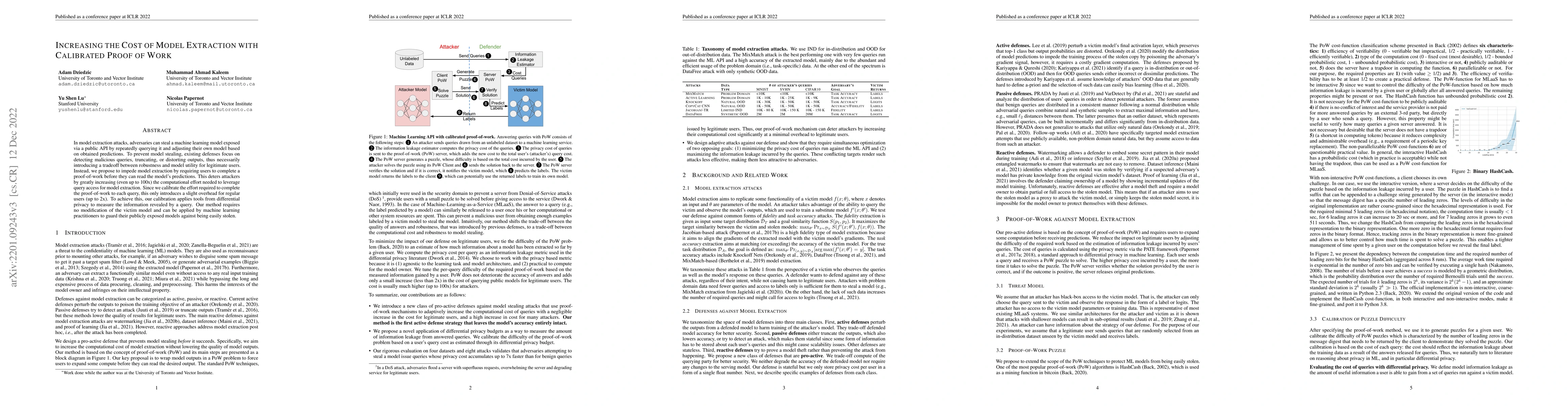 Thumbnail for Increasing the Cost of Model Extraction with Calibrated Proof of Work