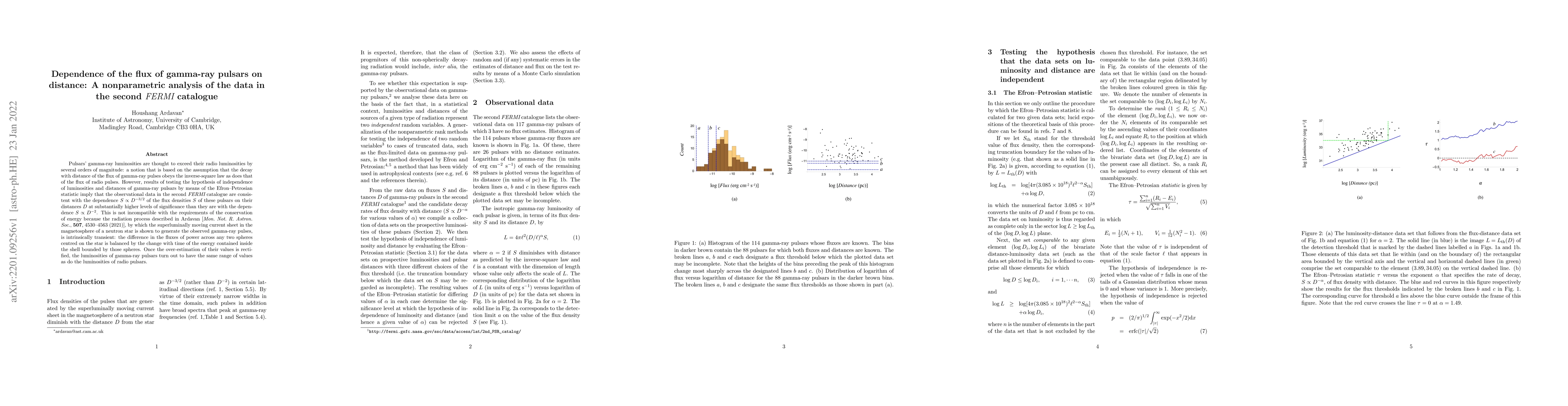 Thumbnail for Dependence of the flux of gamma-ray pulsars on distance: A nonparametric
  analysis of the data in the second FERMI catalogue