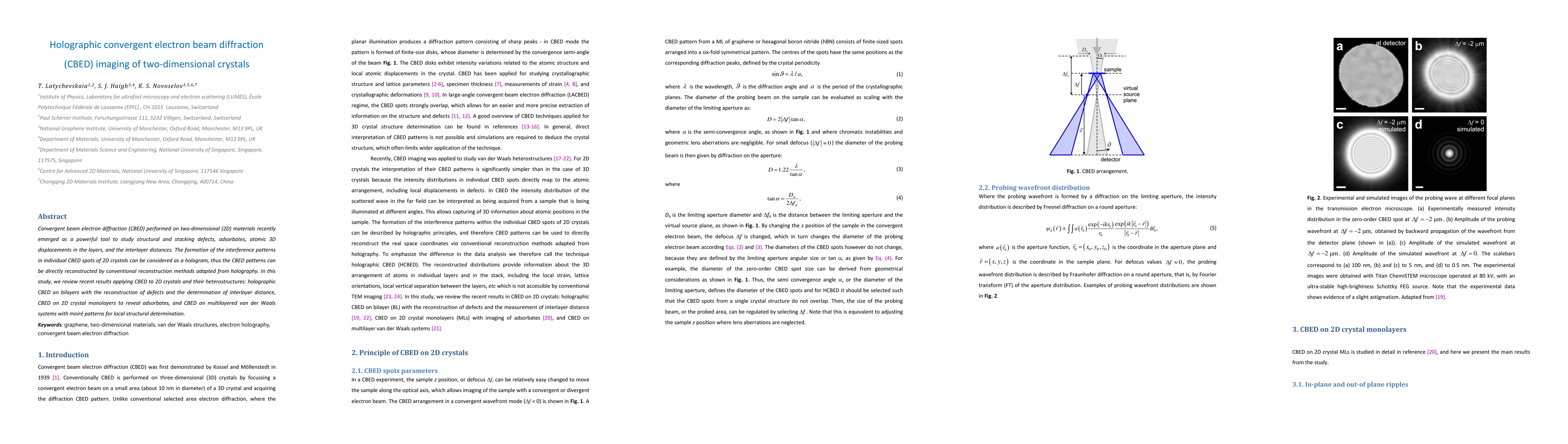 Thumbnail for Holographic convergent electron beam diffraction (CBED) imaging of
  two-dimensional crystals