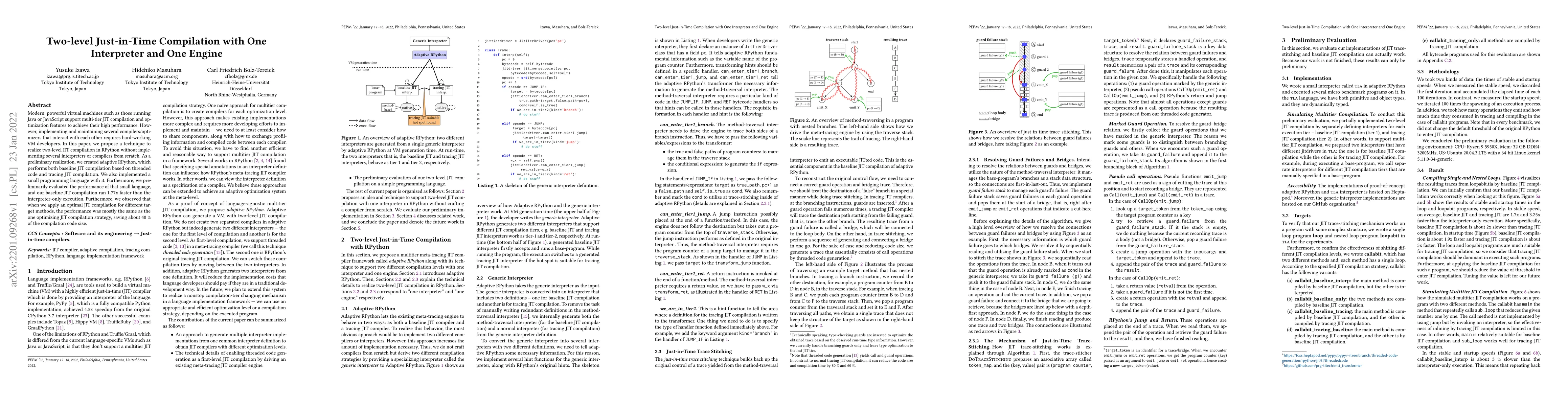 Thumbnail for Two-level Just-in-Time Compilation with One Interpreter and One Engine