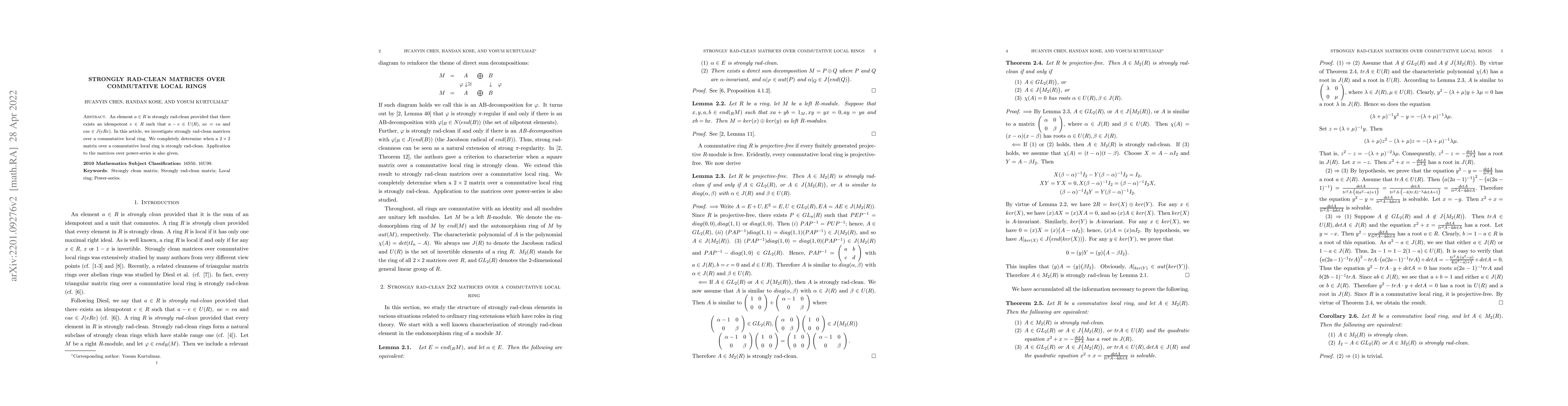 Thumbnail for Strongly Rad-clean Matrices over Commutative Local Rings