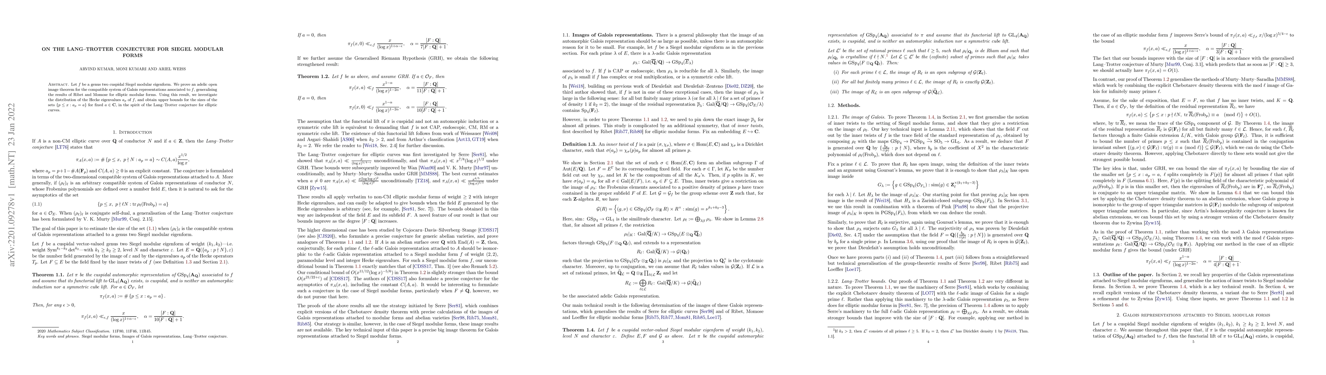 Thumbnail for On the Lang--Trotter conjecture for Siegel modular forms