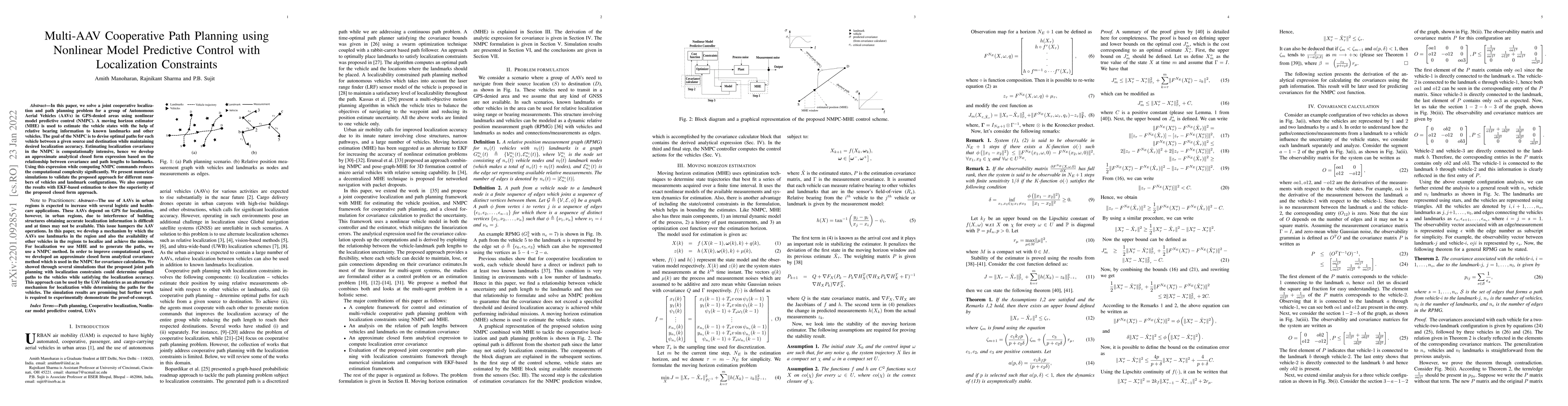 Thumbnail for Multi-AAV Cooperative Path Planning using Nonlinear Model Predictive
  Control with Localization Constraints