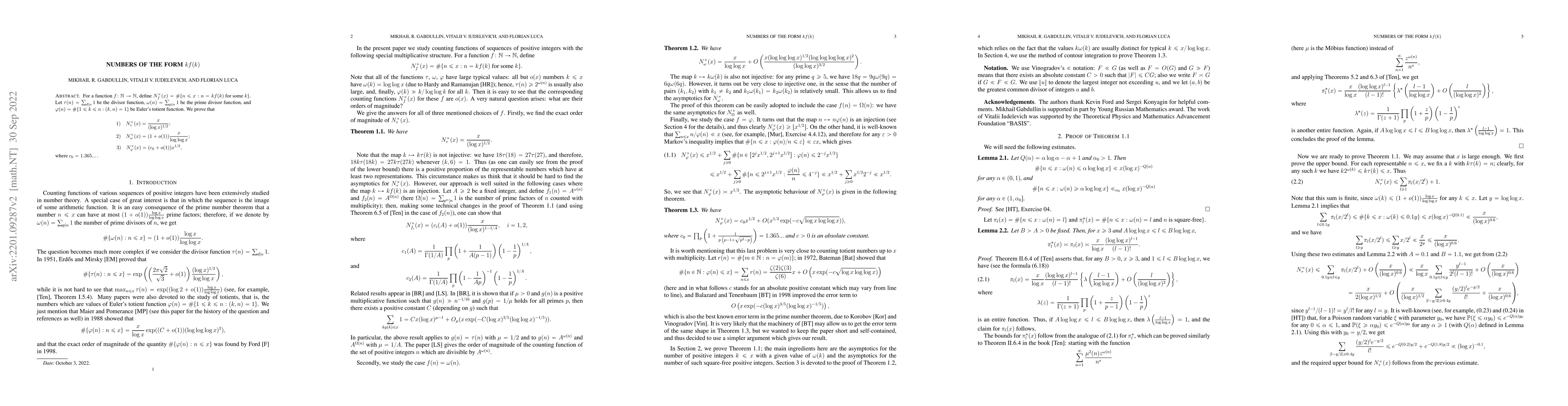 Thumbnail for Numbers of the form $kf(k)$