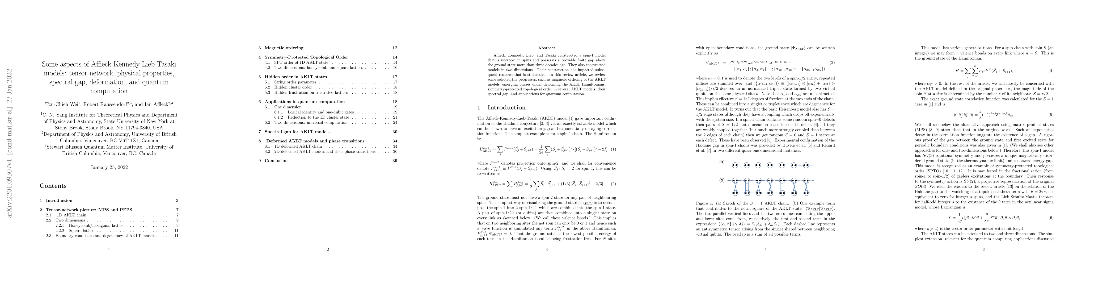 Thumbnail for Some aspects of Affleck-Kennedy-Lieb-Tasaki models: tensor network,
  physical properties, spectral gap, deformation, and quantum computation