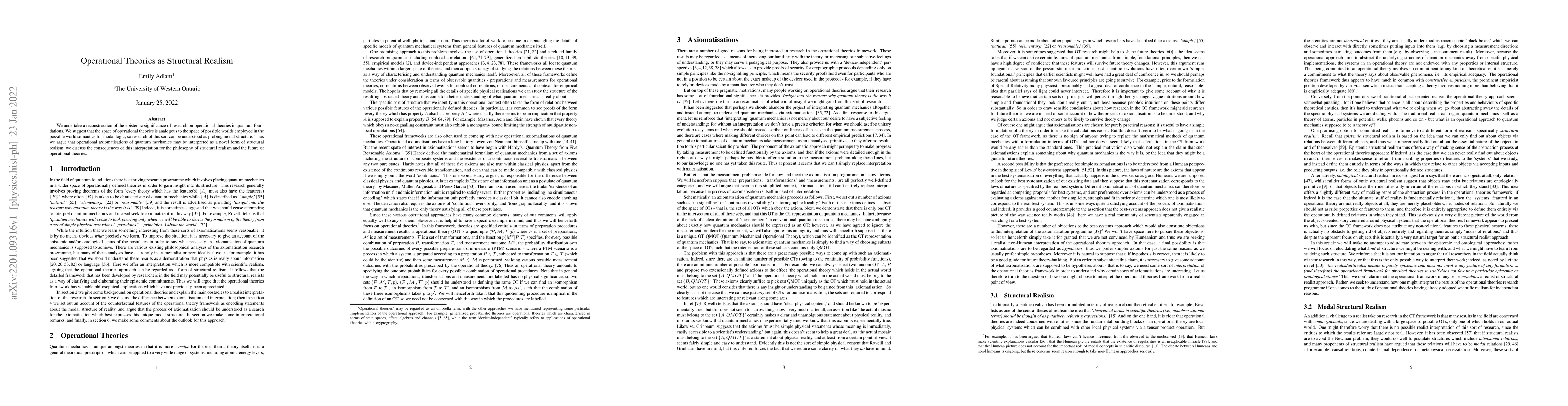 Thumbnail for Operational Theories as Structural Realism