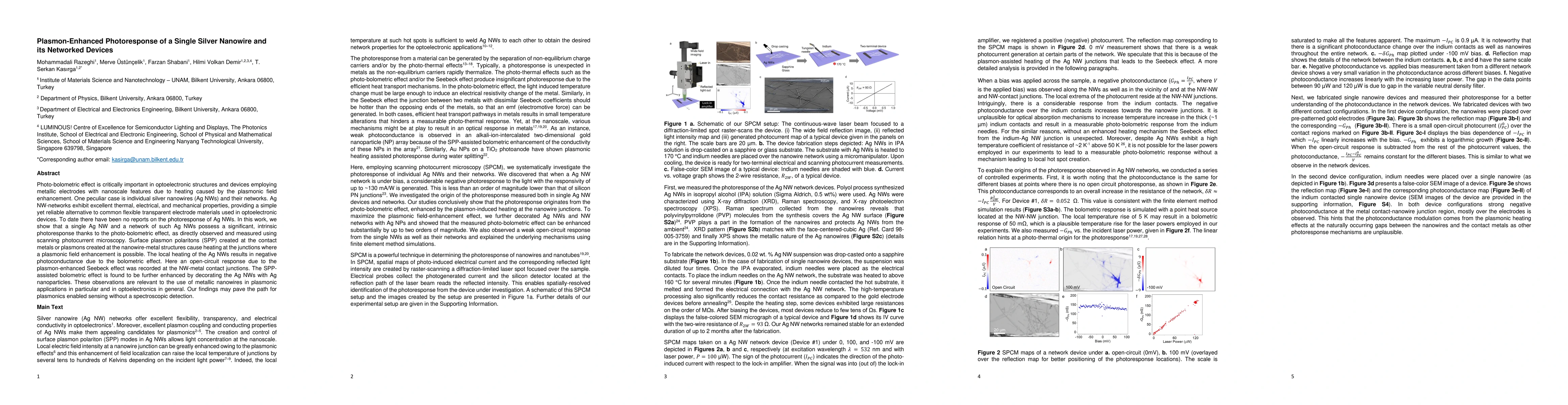 Thumbnail for Plasmon-Enhanced Photoresponse of a Single Silver Nanowire and its
  Networked Devices