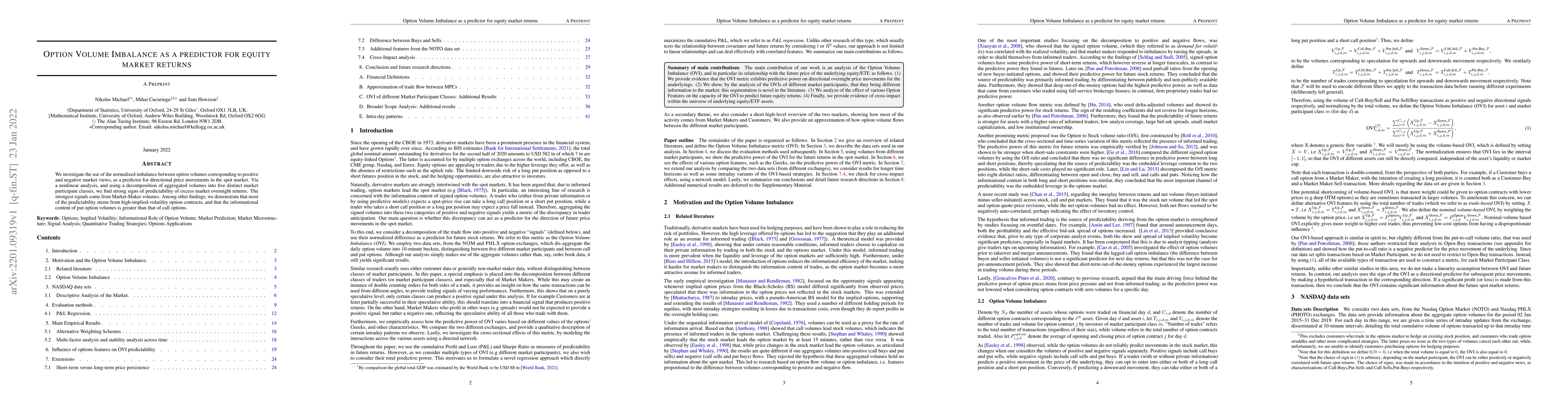 Thumbnail for Option Volume Imbalance as a predictor for equity market returns