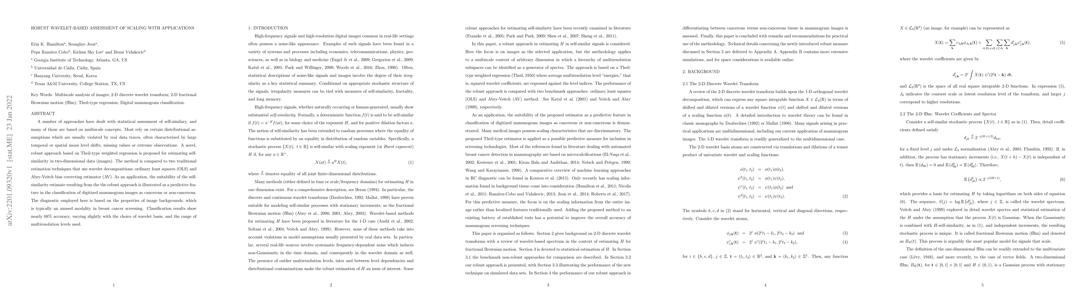 Thumbnail for Robust Wavelet-based Assessment of Scaling with Applications