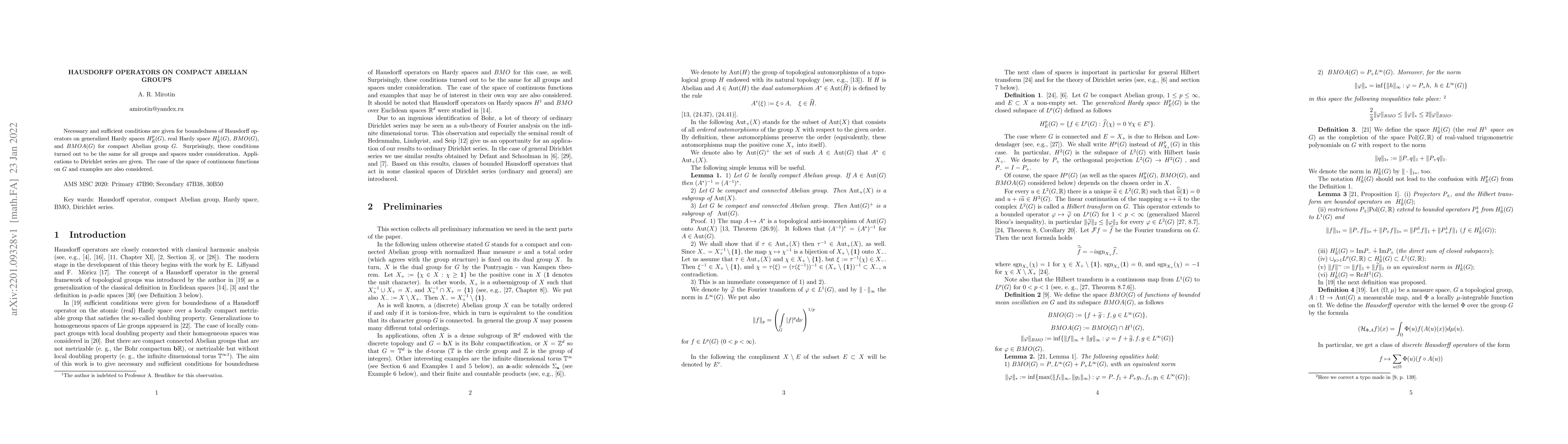 Thumbnail for Hausdorff Operators on Compact Abelian Groups