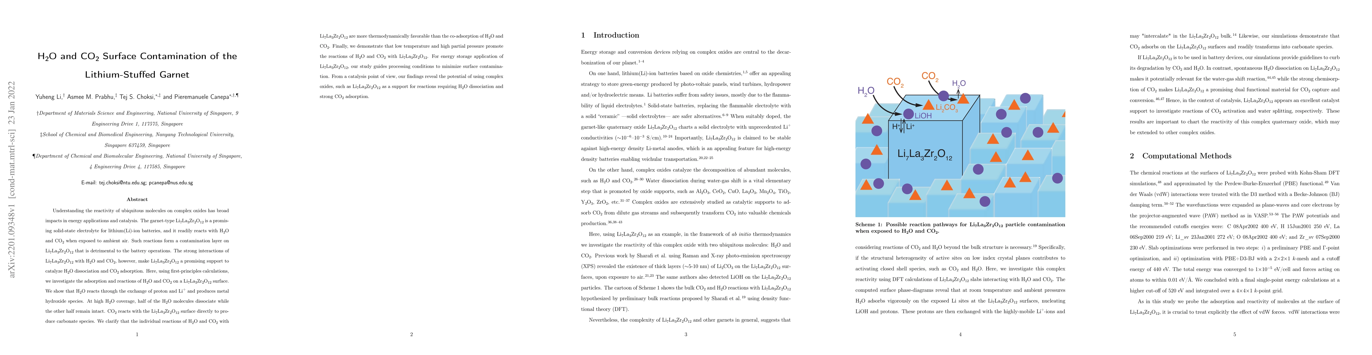 Thumbnail for H$_2$O and CO$_2$ Surface Contamination of the Lithium-Stuffed Garnet