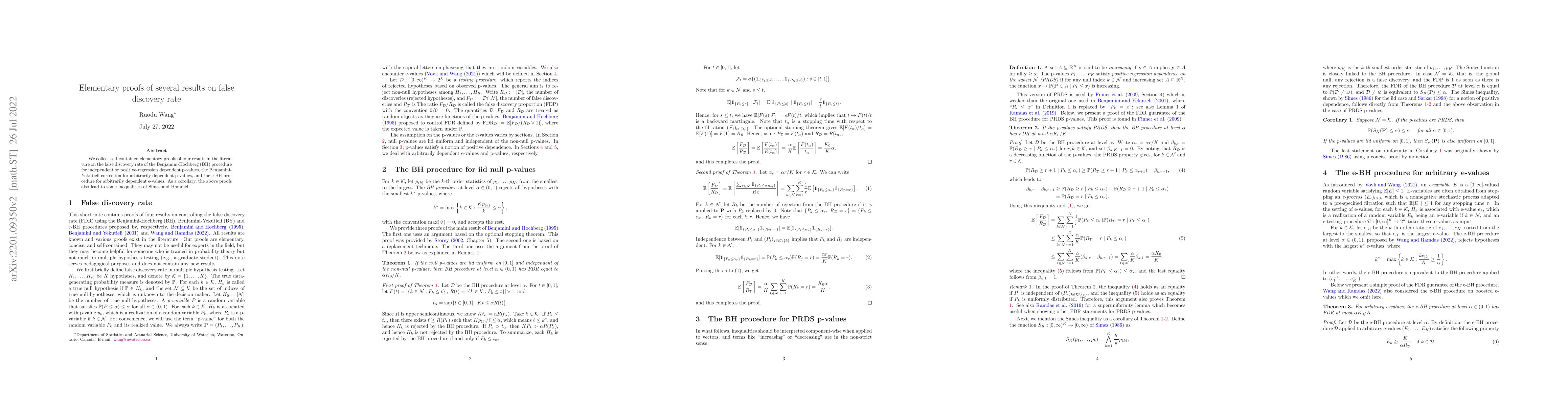 Thumbnail for Elementary proofs of several results on false discovery rate