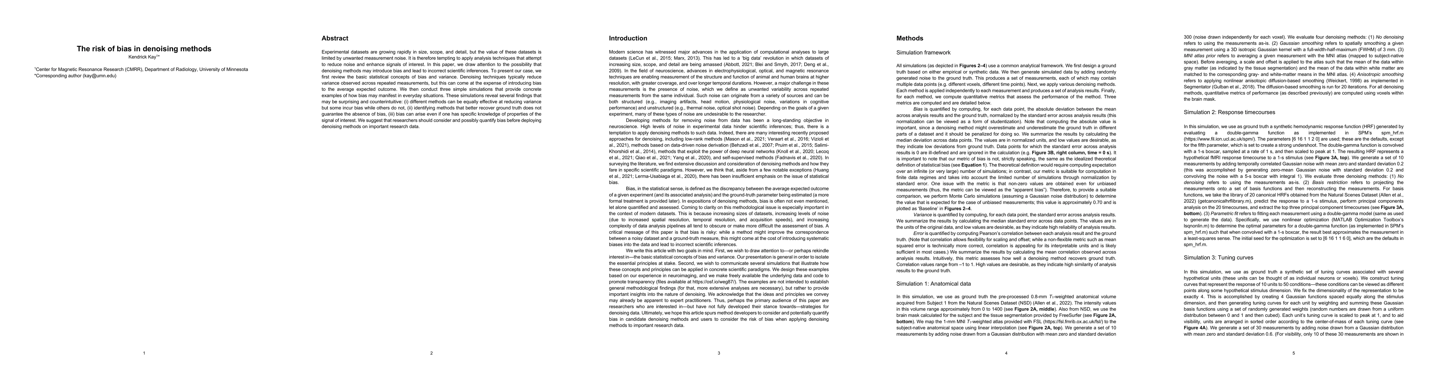 Thumbnail for The risk of bias in denoising methods