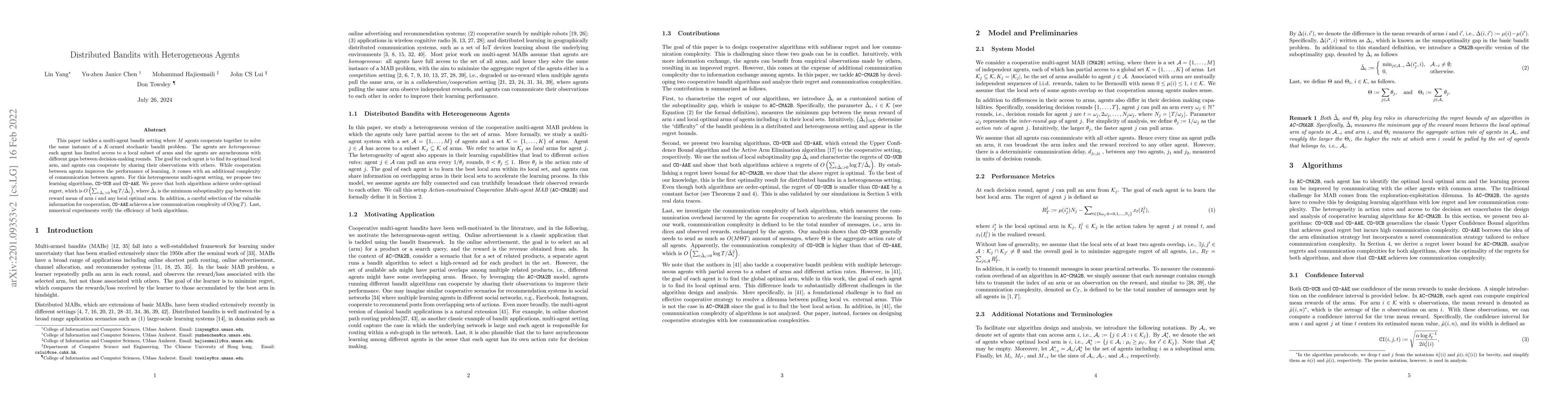 Thumbnail for Distributed Bandits with Heterogeneous Agents