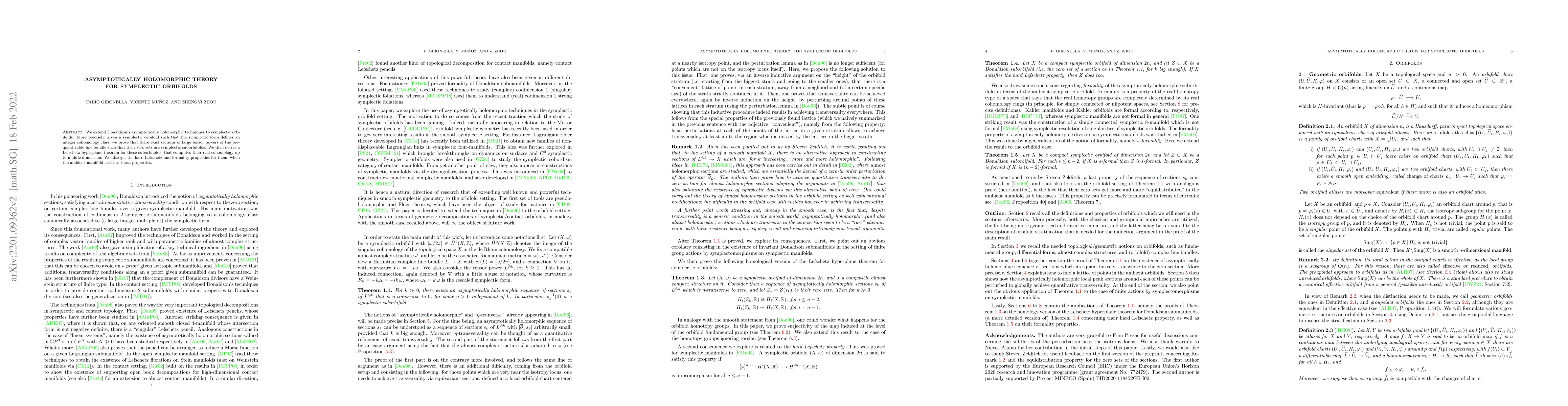 Thumbnail for Asymptotically holomorphic theory for symplectic orbifolds