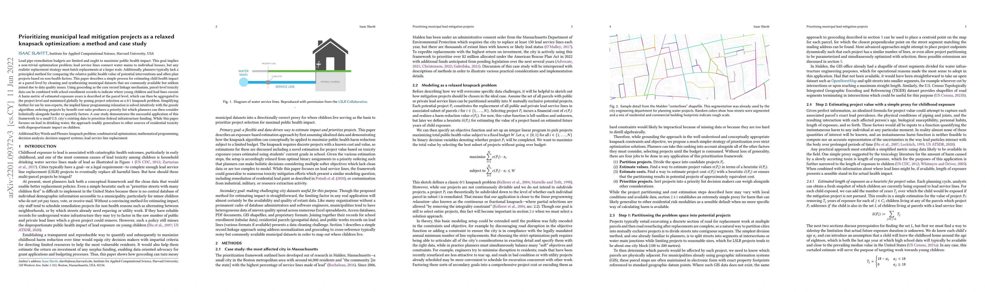 Thumbnail for Prioritizing municipal lead mitigation projects as a relaxed knapsack
  optimization: a method and case study
