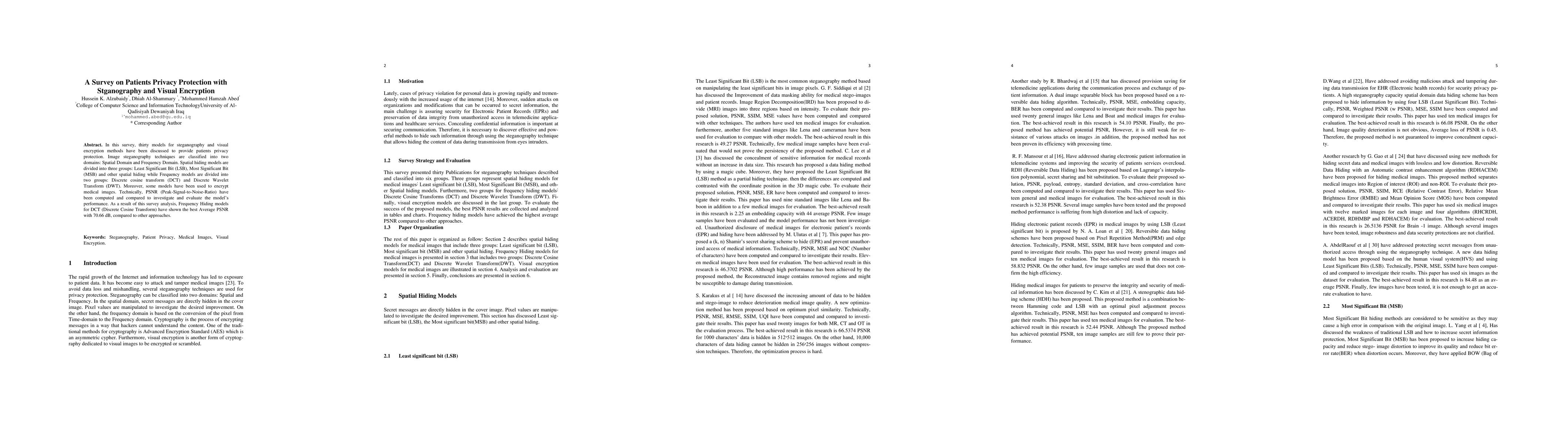 Thumbnail for A Survey on Patients Privacy Protection with Stganography and Visual
  Encryption