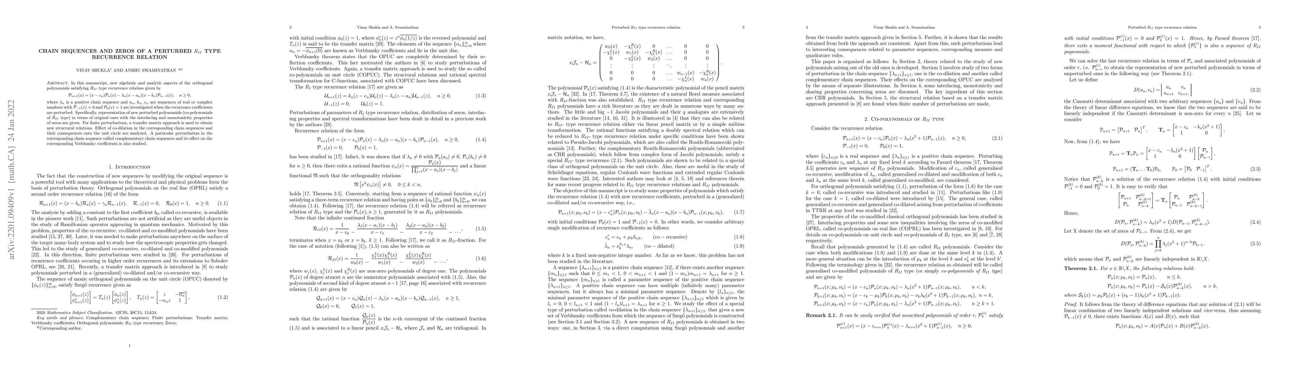 Thumbnail for Chain sequences and Zeros of a perturbed $R_{II}$ type recurrence
  relation