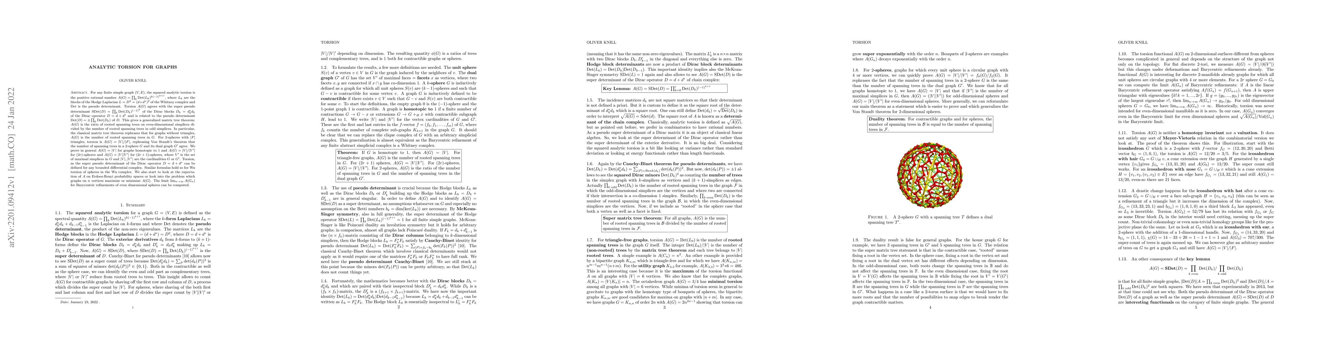Thumbnail for Analytic torsion for graphs