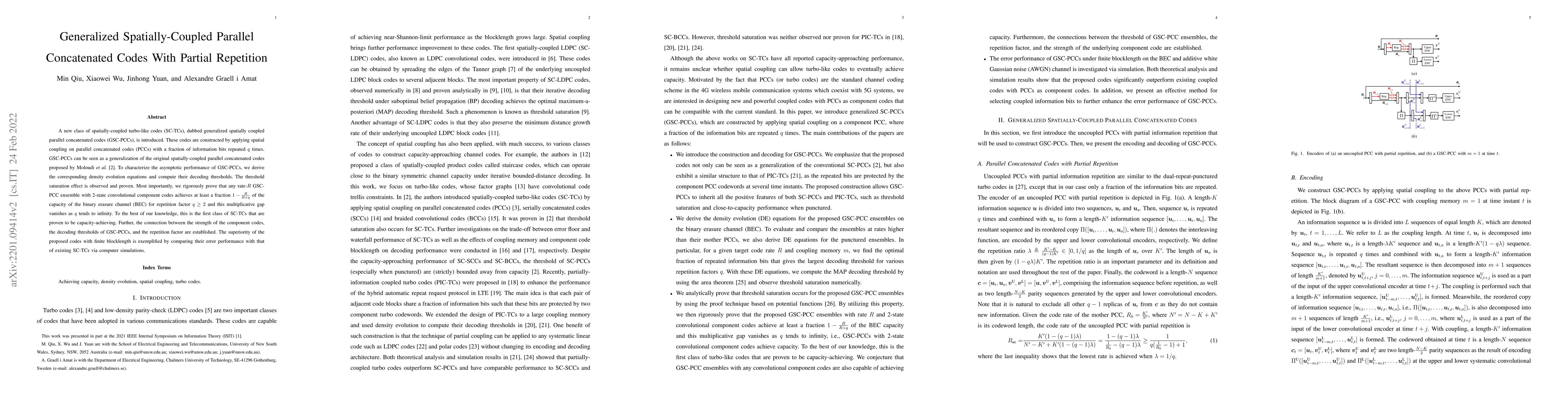 Thumbnail for Generalized Spatially-Coupled Parallel Concatenated Codes With Partial
  Repetition