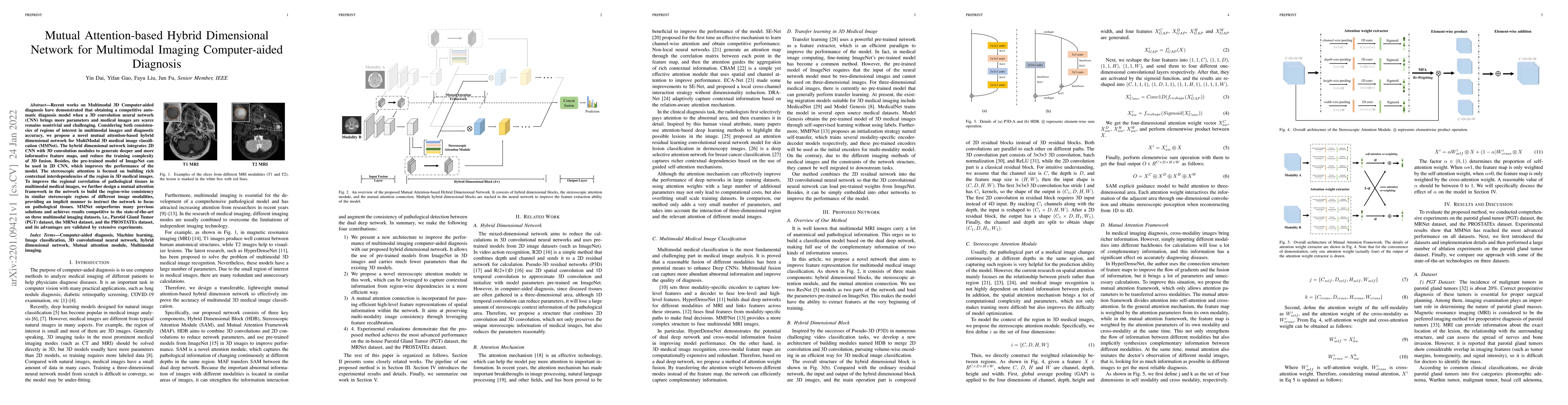 Thumbnail for Mutual Attention-based Hybrid Dimensional Network for Multimodal Imaging
  Computer-aided Diagnosis