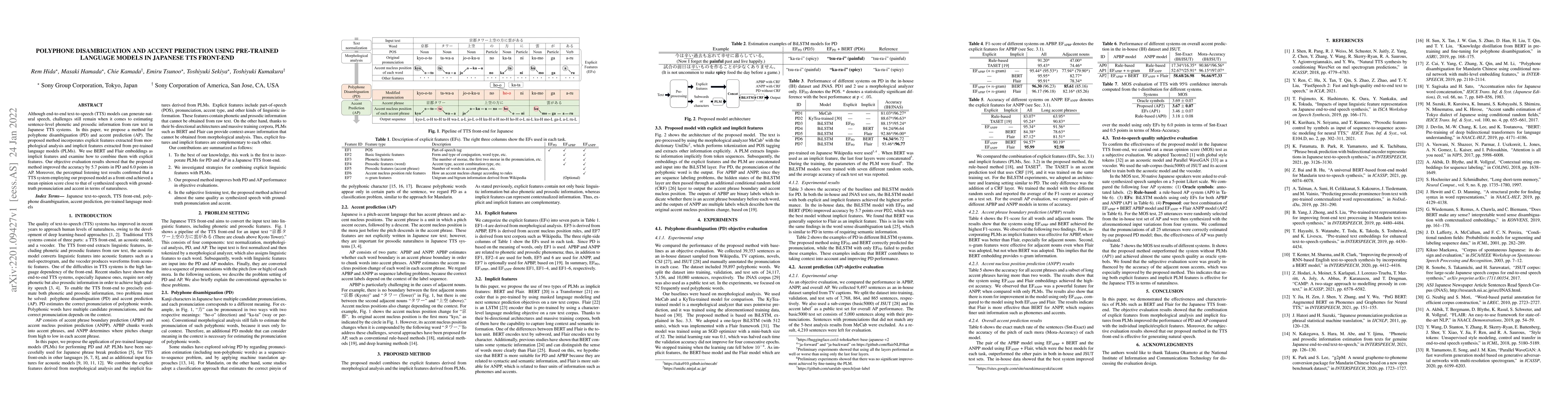 Thumbnail for Polyphone disambiguation and accent prediction using pre-trained
  language models in Japanese TTS front-end