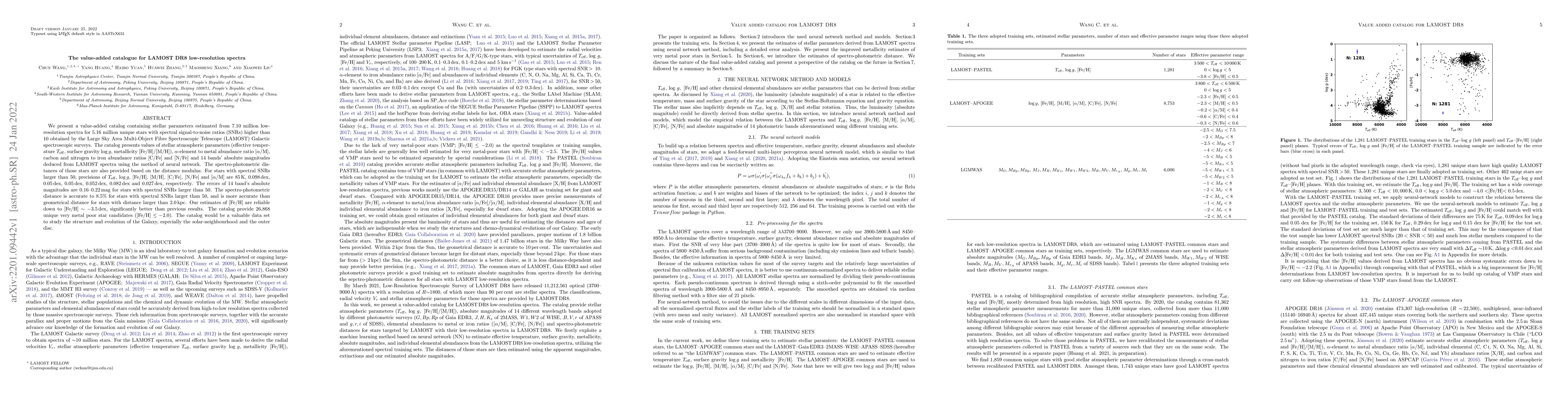 Thumbnail for The value-added catalogue for LAMOST DR8 low-resolution spectra