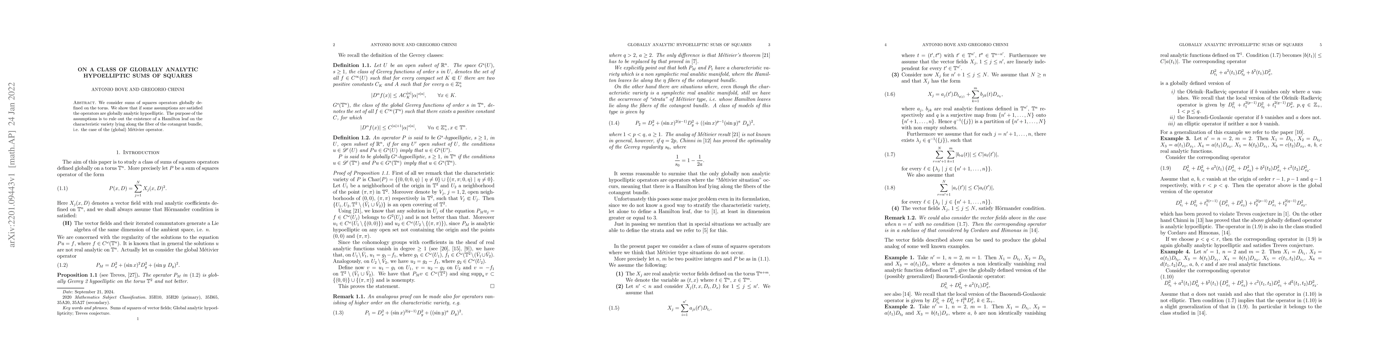 Thumbnail for On a Class of Globally Analytic Hypoelliptic Sums of Squares