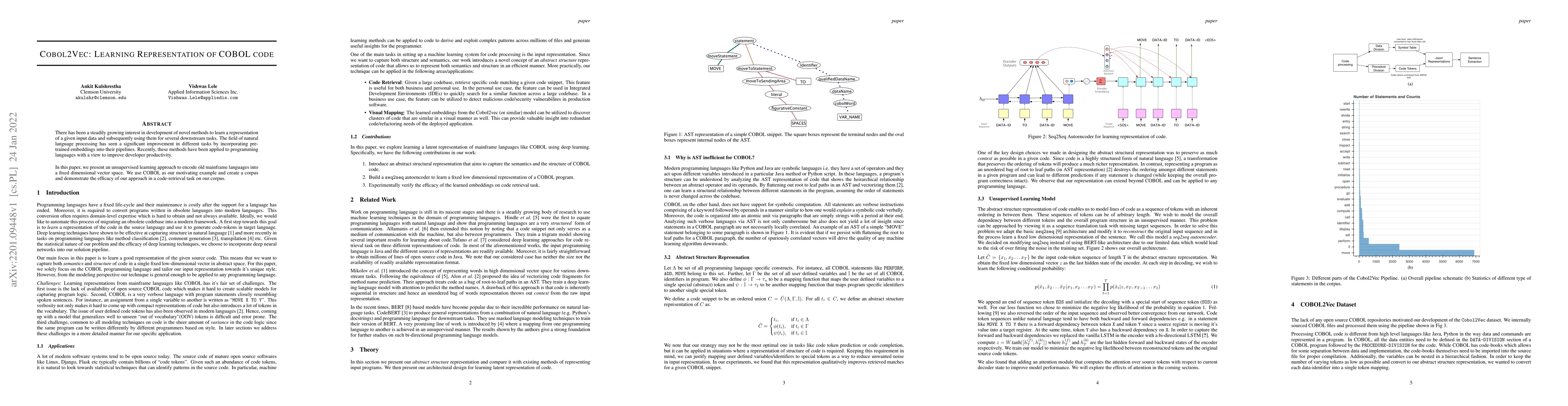 Thumbnail for Cobol2Vec: Learning Representations of Cobol code