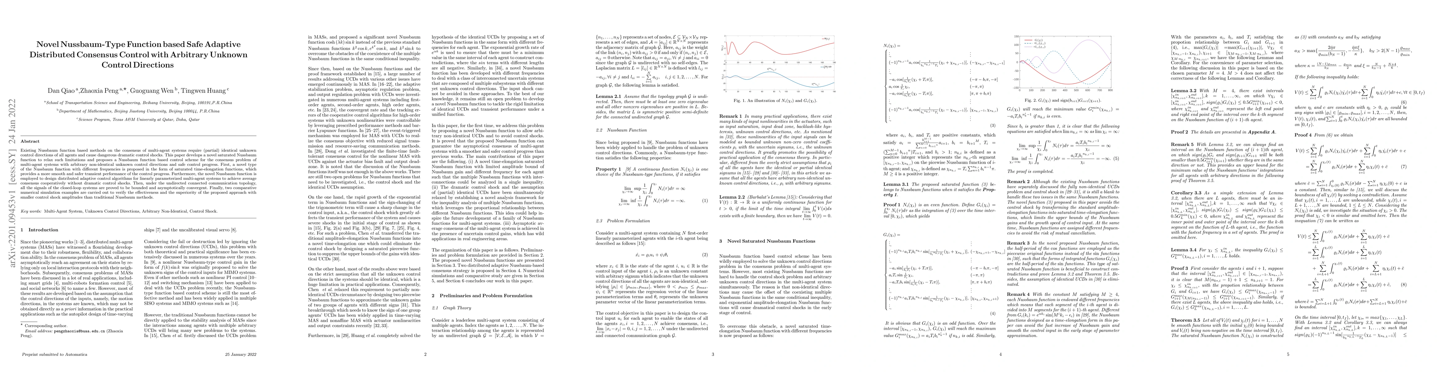 Thumbnail for Novel Nussbaum-Type Function based Safe Adaptive Distributed Consensus
  Control with Arbitrary Unknown Control Direction