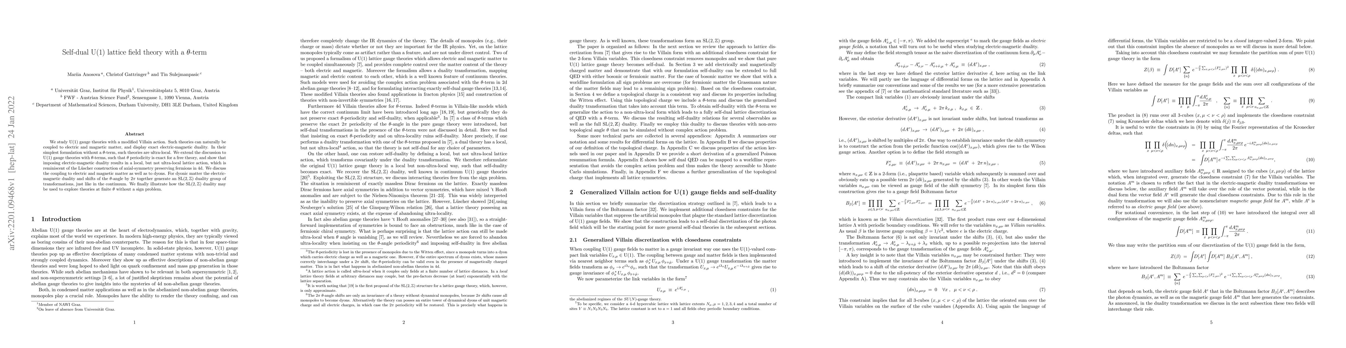 Thumbnail for Self-dual U(1) lattice field theory with a $\theta$-term