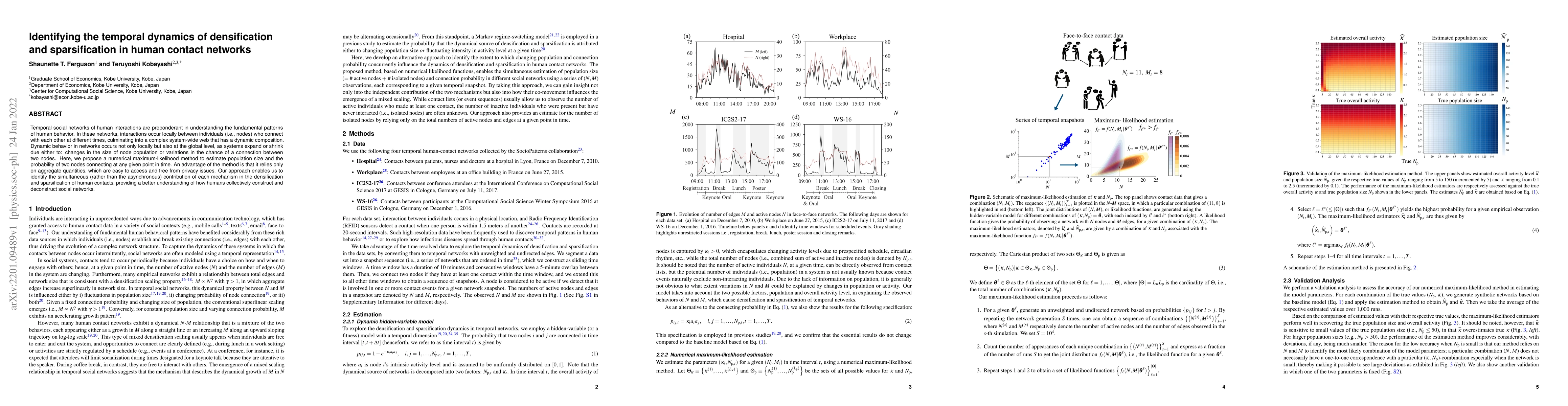 Thumbnail for Identifying the temporal dynamics of densification and sparsification in
  human contact networks