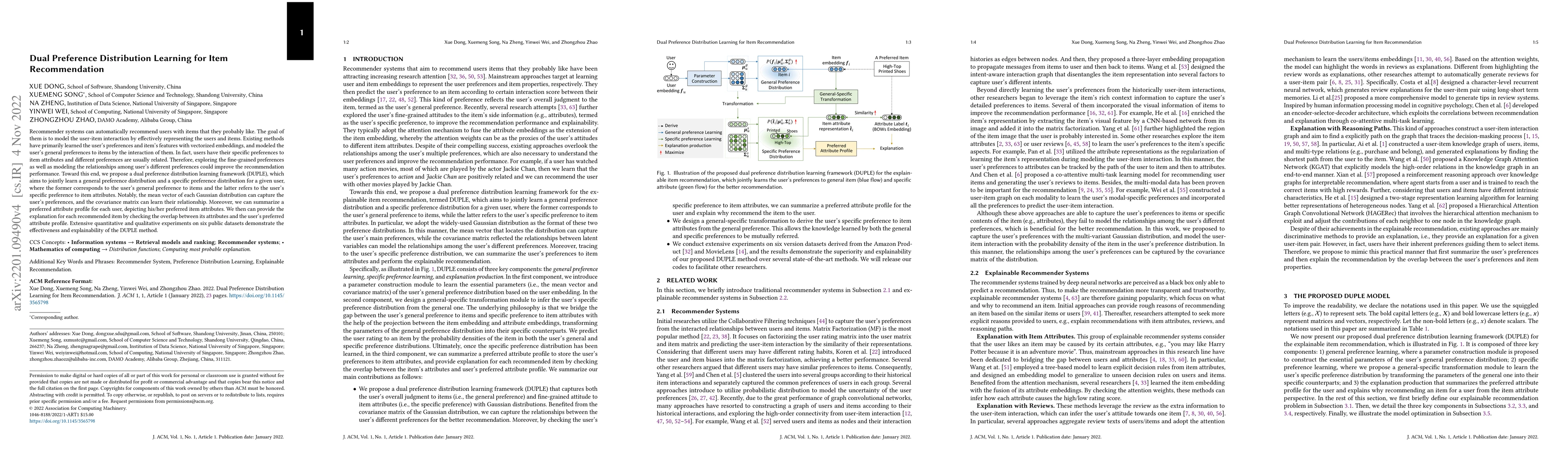 Thumbnail for Dual Preference Distribution Learning for Item Recommendation