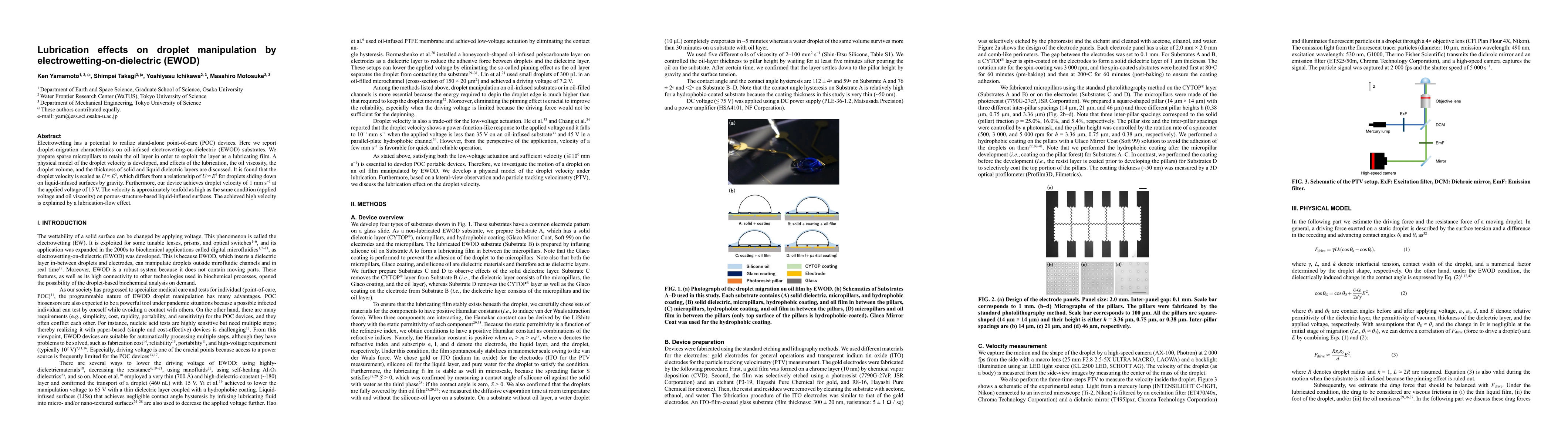 Thumbnail for Lubrication effects on droplet manipulation by
  electrowetting-on-dielectric (EWOD)