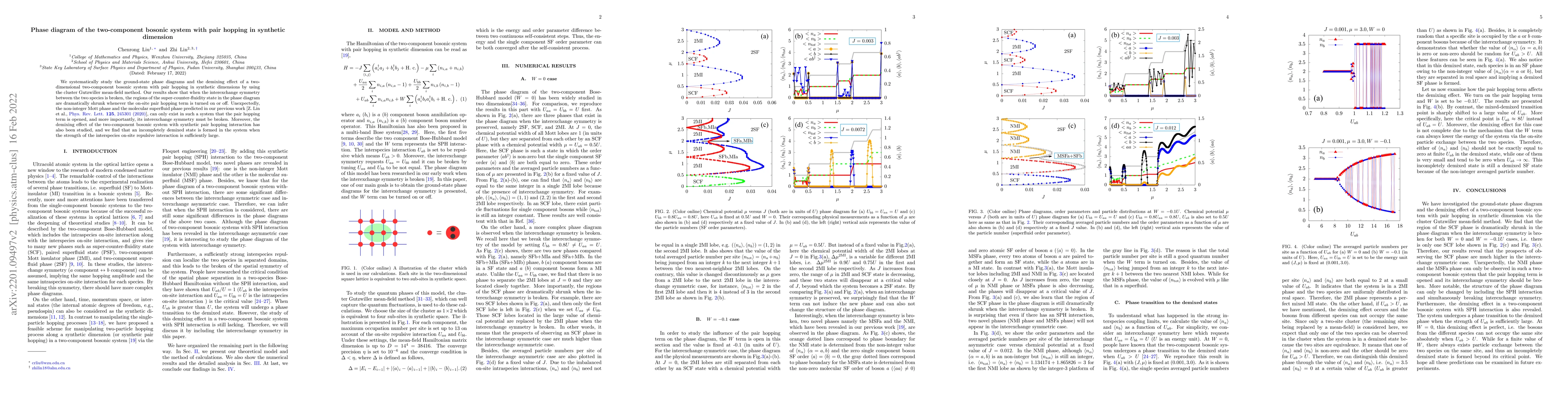 Thumbnail for Phase diagram of the two-component bosonic system with pair hopping in
  synthetic dimension